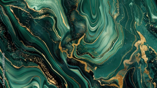 Abstract Green and Gold Marble Texture