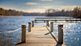Pomost nad jeziorem krajobraz fototapeta
