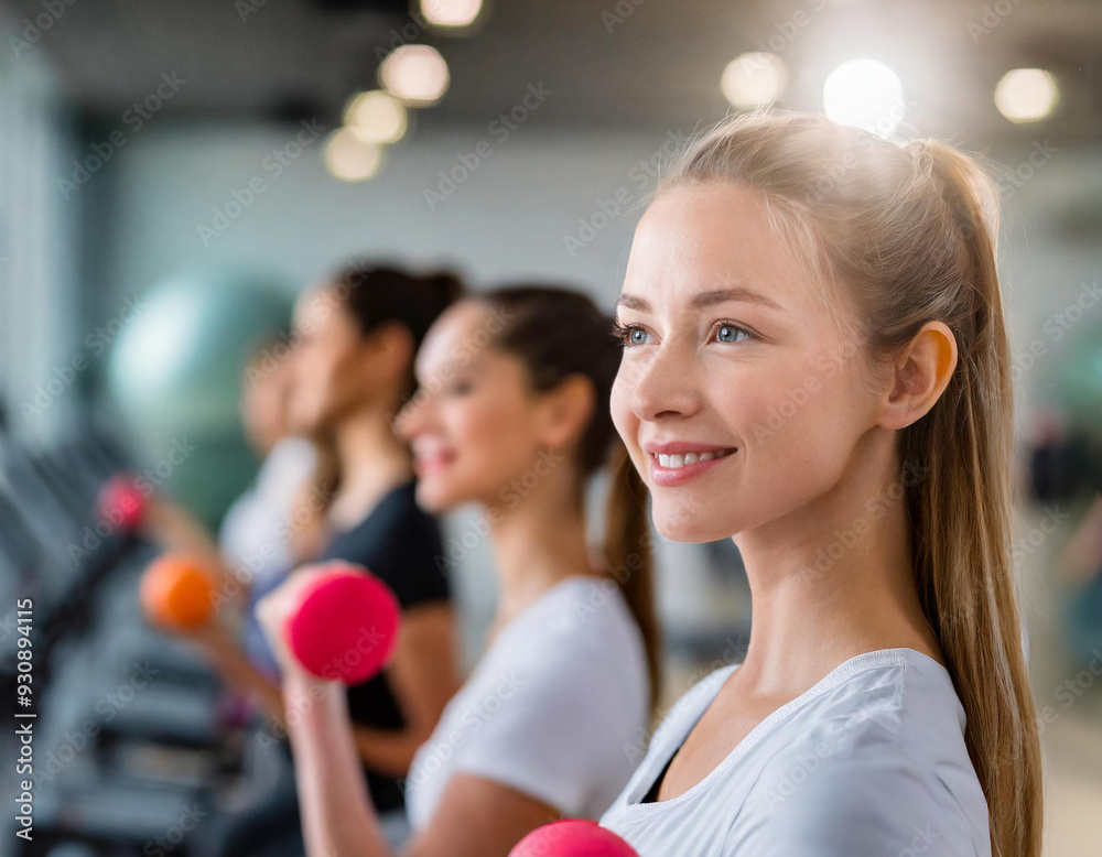 Naklejka premium Ćwiczenia z hantlami dla kobiet