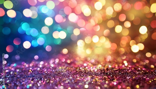 colorful glitter and bokeh lights abstract background