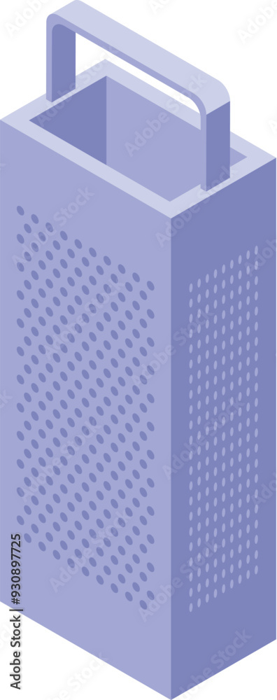 Cheese grater with handle for grating cheese and vegetables, isometric view Cheese grater with handle for grating cheese and vegetables, isometric view