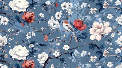 Chinoiserie style seamless pattern