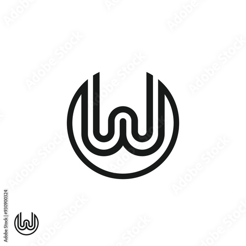 W vector logotype design in editable illustration for a minimal W logo