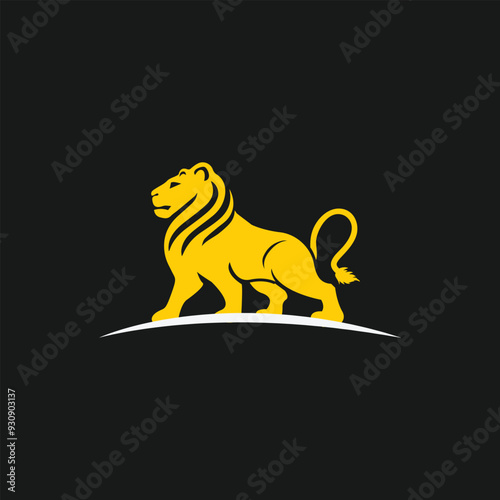 Standing lion isolated on a white background. Lion walking profile, body side view. Vector stock