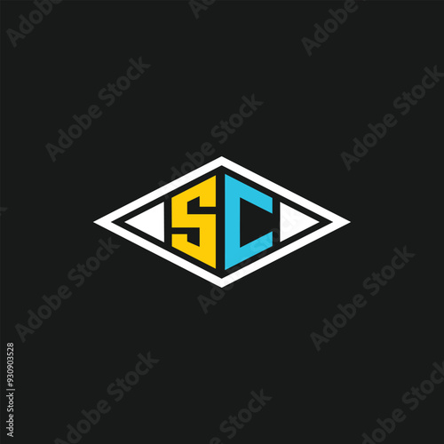 SC initial logo circle shape vector black and gold