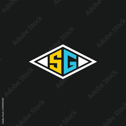 SG initial logo circle shape vector black and gold