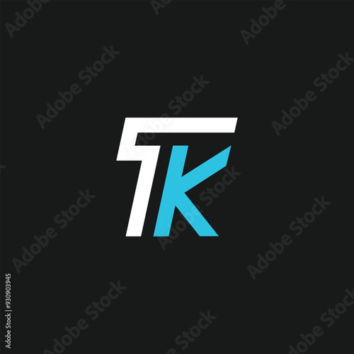 TK vector letter alphabet logo design in vector format. Minimal perfect concept intials photo