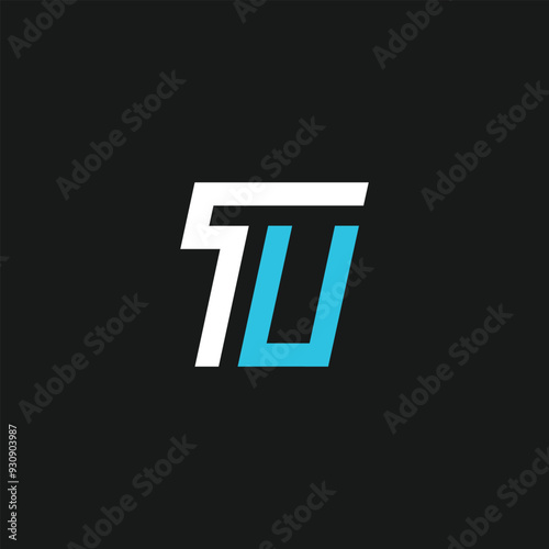 TU vector letter alphabet logo design in vector format. Minimal perfect concept intials