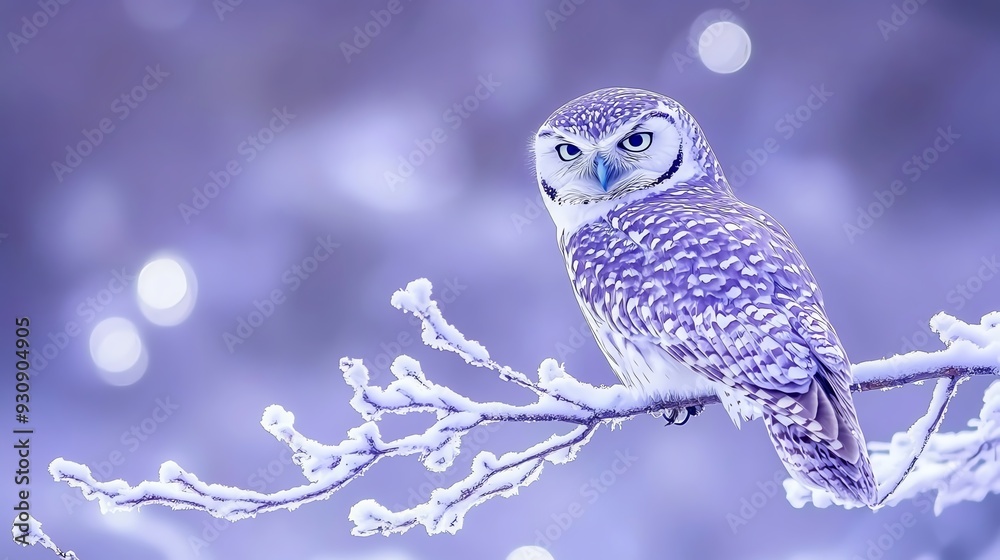 A beautiful owl perched on a frosty branch, capturing the essence of winter in vivid colors and serene surroundings. A beautiful owl perched on a frosty branch, capturing the essence of winter in vivid colors and serene surroundings.