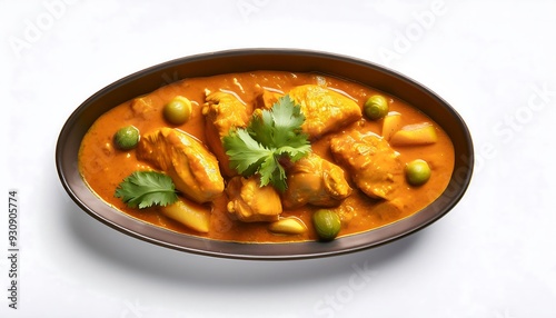 Delicious Chicken Curry in a Brown Bowl