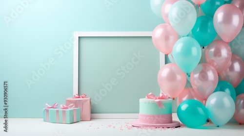 Pastel Birthday Party Decor: Cake, Balloons & Gifts