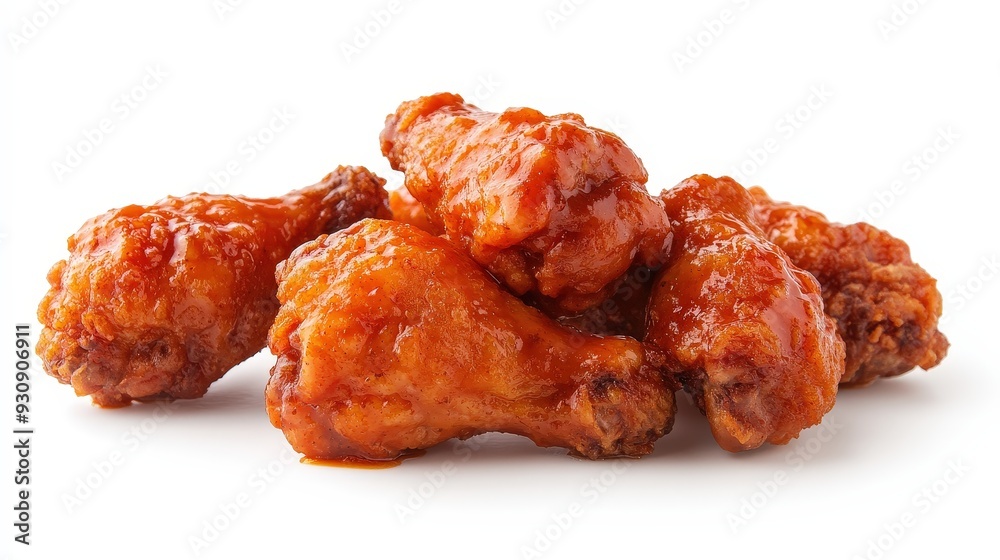 A plate of chicken wings with a lot of sauce on them A plate of chicken wings with a lot of sauce on them