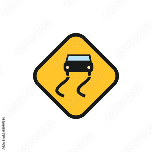 slippery Road sign Ahead