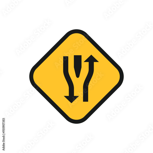 Divided Highway Begins Traffic Sign