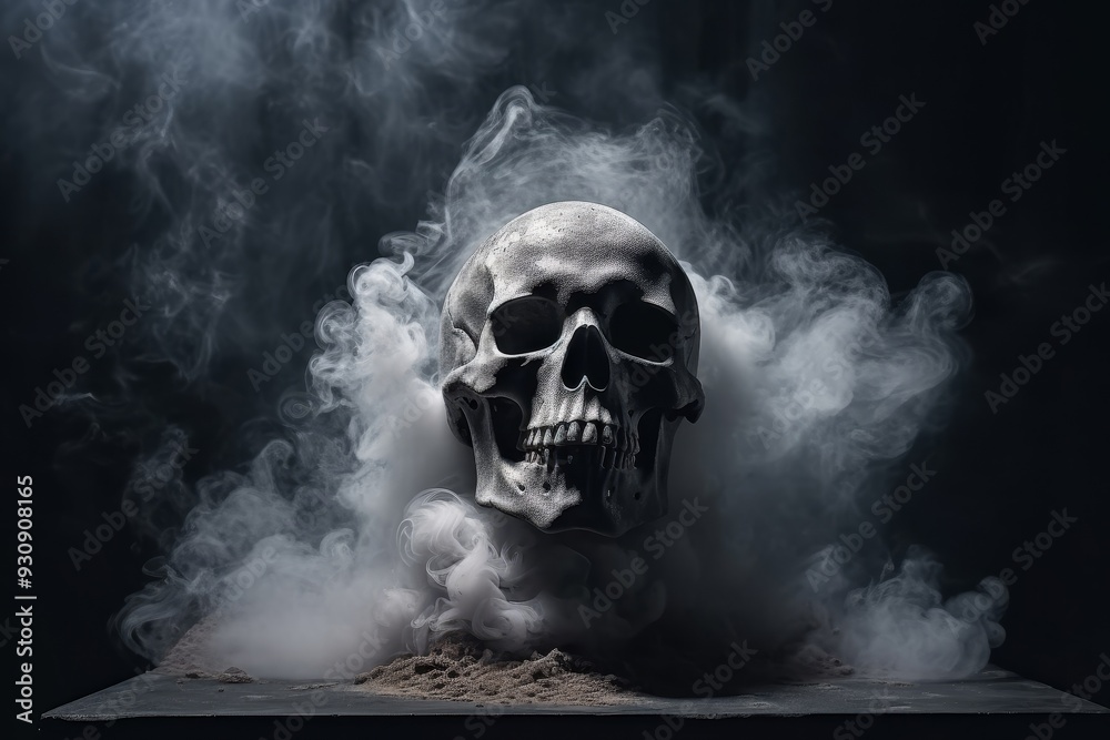 A Skull Emerging from Smoke: A Dark and Mysterious Image A Skull Emerging from Smoke: A Dark and Mysterious Image