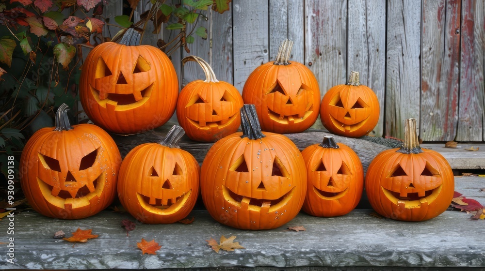 Fototapeta premium Pumpkin .Halloween, October, Autumn, Spooky, Scary, jack-o-lantern, carved pumpkin, hallows eve