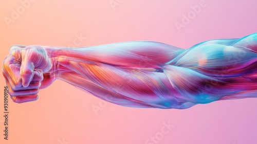 Vibrant art of a flexed arm on a gradient backdrop photo