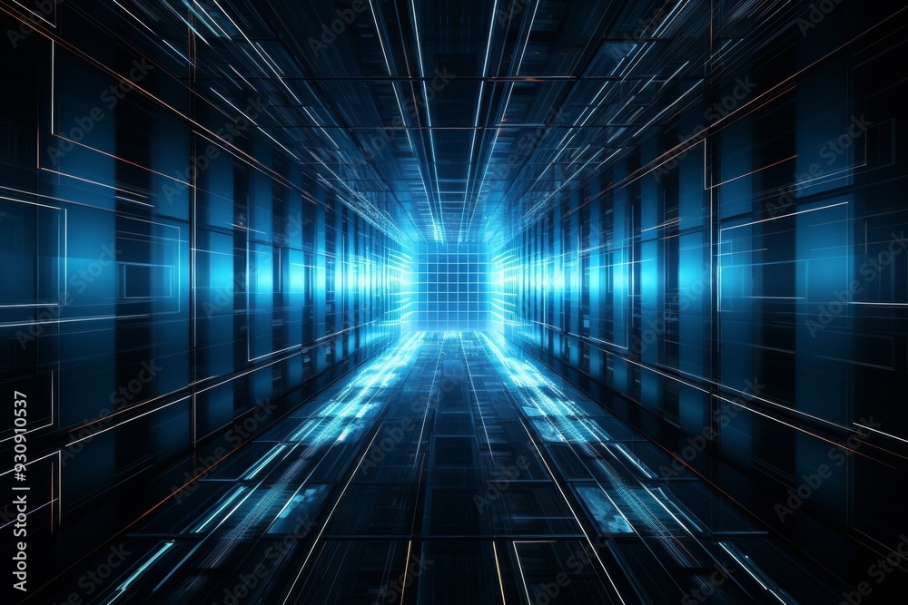 Abstract Futuristic Tunnel with Glowing Lines Abstract Futuristic Tunnel with Glowing Lines