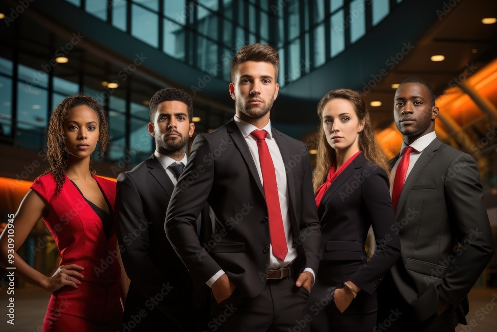 Office group: employees stand posing for team photo, reflecting workplace harmony and collaboration, capturing essence of professional relationships and positive work atmosphere with collective pride. Office group: employees stand posing for team photo, reflecting workplace harmony and collaboration, capturing essence of professional relationships and positive work atmosphere with collective pride.