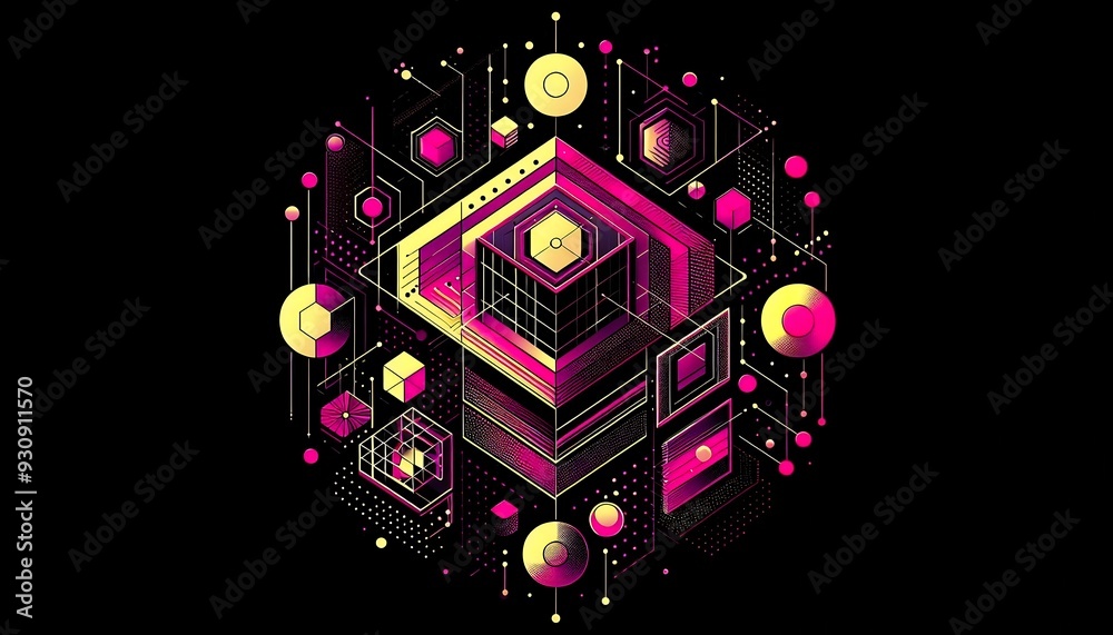 Obraz premium Geometric Techno Patterns 8K resolution