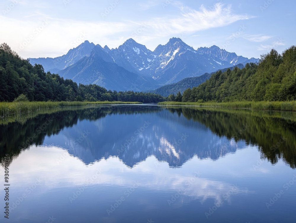 Majestic mountains rise above calm waters, reflecting nature's splendor and the tranquility that comes with reaching one's goals. Majestic mountains rise above calm waters, reflecting nature's splendor and the tranquility that comes with reaching one's goals.