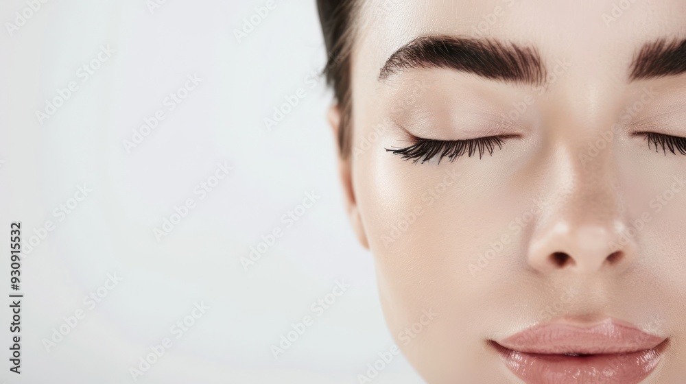 Close-up Portrait of Woman's Face with Eyes Closed Close-up Portrait of Woman's Face with Eyes Closed