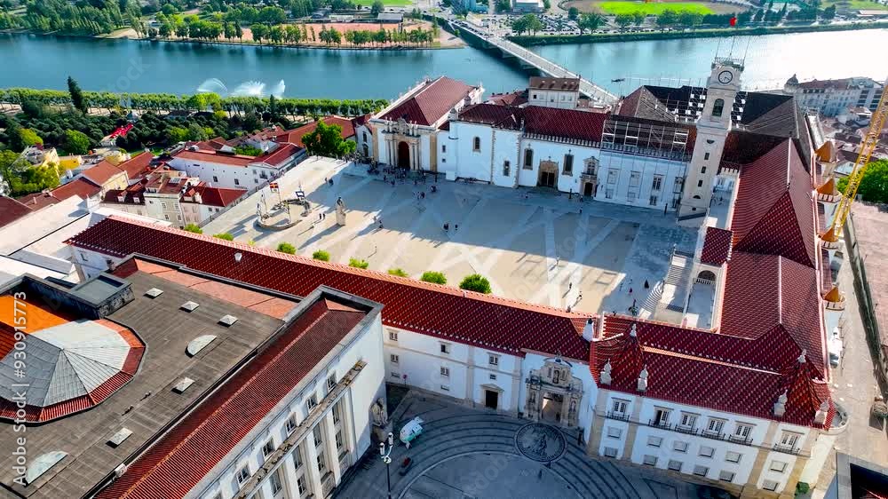 Aerial view of Coimbra, a riverfront city in central Portugal and the country’s former capital, is home to a preserved medieval old town and the historic University of Coimbra