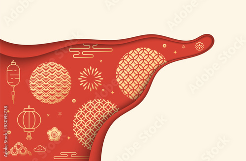 Collection of traditional Chinese festival atmosphere elements