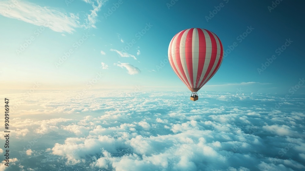 Fototapeta premium Hot Air Balloon Soaring Above Cloudscape