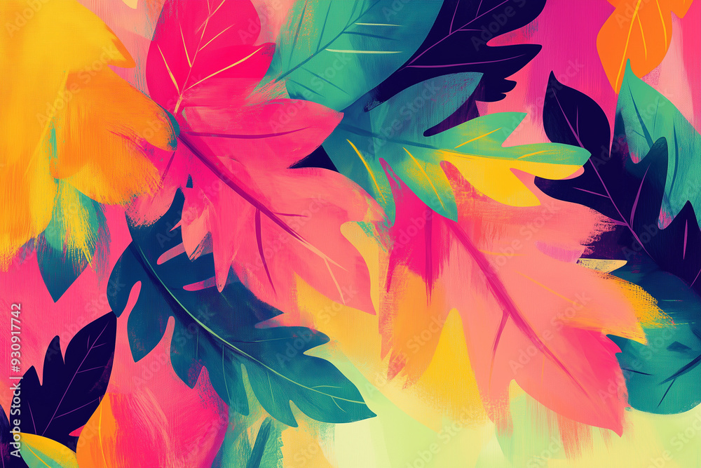 Abstract Vibrant Multicolored Autumn Leaves Abstract Vibrant Multicolored Autumn Leaves