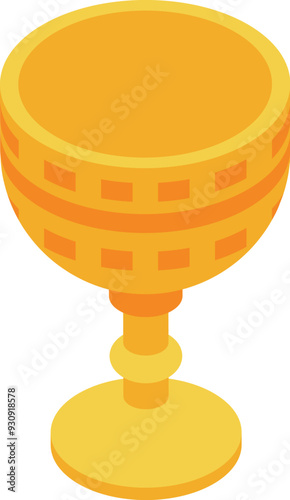 Golden goblet, standing on a white background, with an isometric projection
