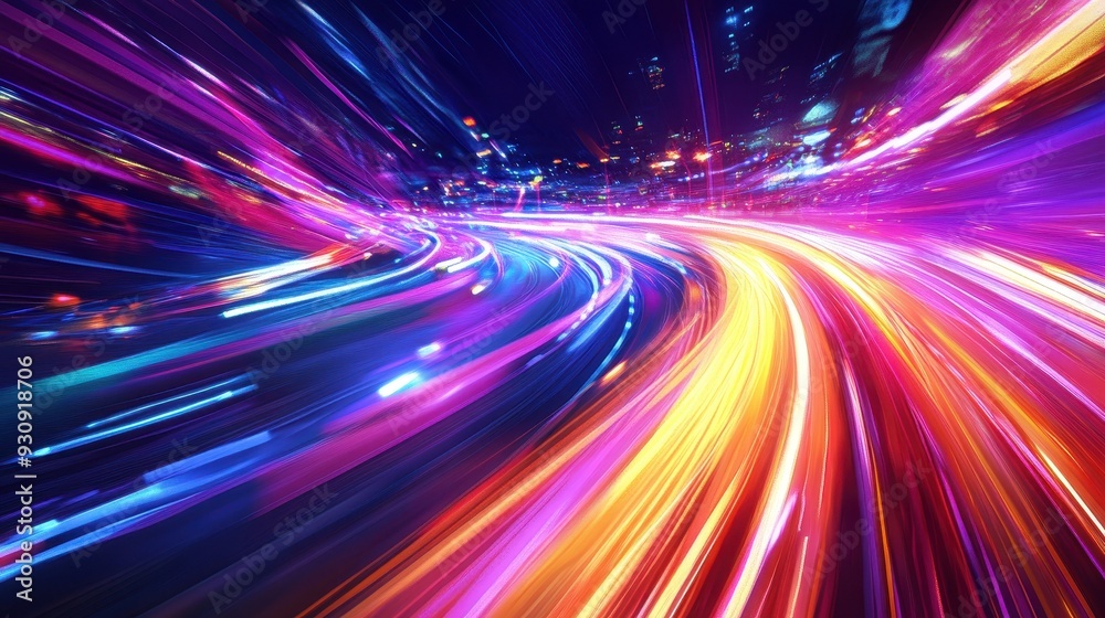 Obraz premium Abstract City Lights Streaks - Speed and Motion Blur Background