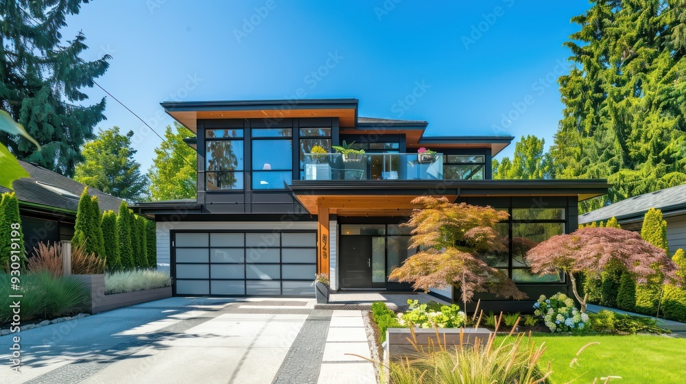Modern House with Green Landscaping Modern House with Green Landscaping