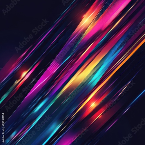 Abstract Diagonal Lines in Vibrant Neon Colors, Glowing Lines, Dynamic Background, Digital Art, Futuristic