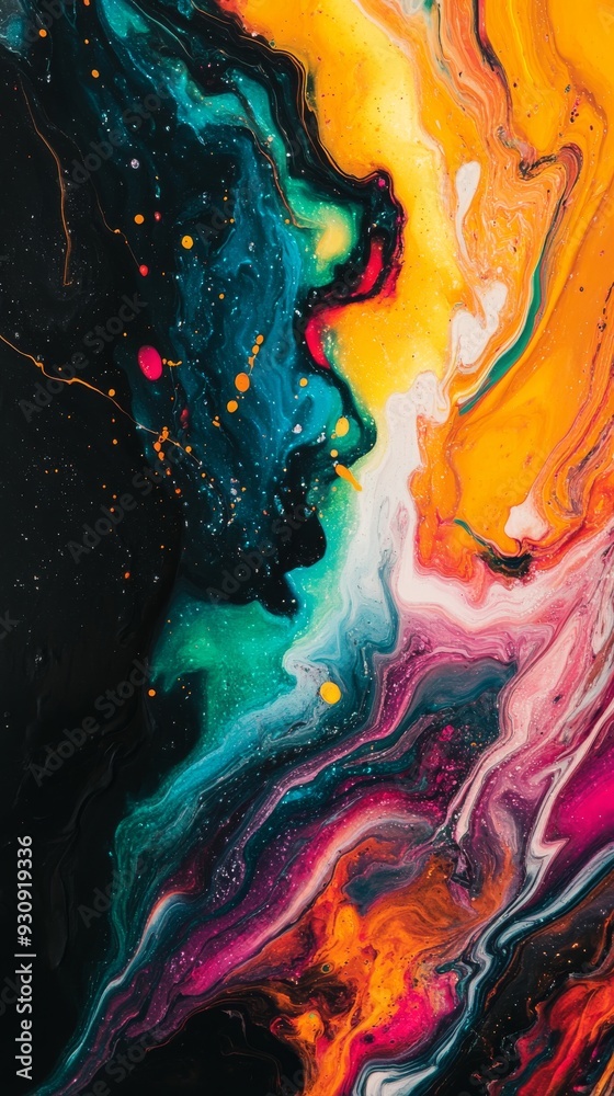 Abstract fluid art with vibrant multicolor swirls Abstract fluid art with vibrant multicolor swirls