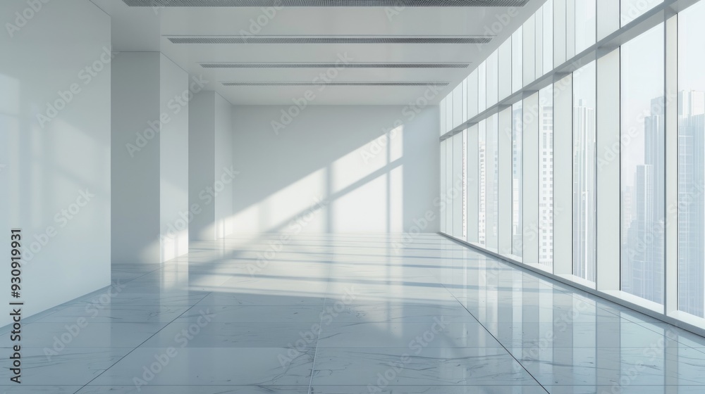 Fototapeta premium Modern Office Space with City View