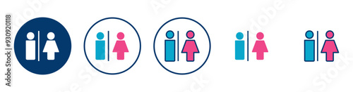 Toilet icon vector isolated on white background. Toilet sign. Man and woman restroom sign vector. Male and female icon