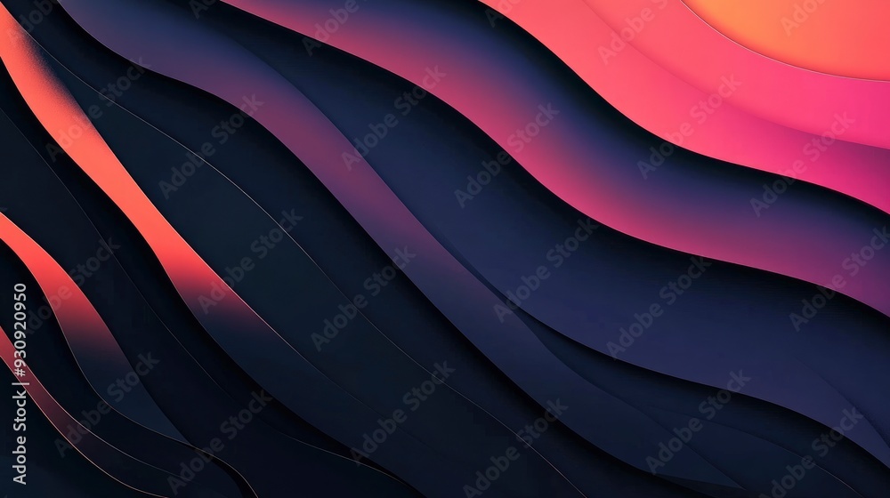 Fototapeta premium Modern abstract background. Minimal. Color gradient. Dark. Web banner. Geometric shape. 3d effect. Lines stripes triangles. Design. Futuristic. Cut paper or metal effect. Luxury. Premium , ai