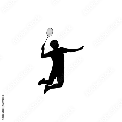 siluet badminton player. badminton player vector illustration for icon,symbol or logo. badminton player silhouette