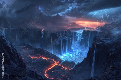 A Dramatic Landscape of Fire and Water