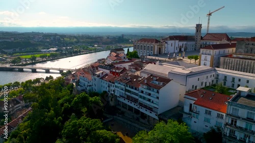 Aerial view of Coimbra, a riverfront city in central Portugal and the country’s former capital, is home to a preserved medieval old town and the historic University of Coimbra