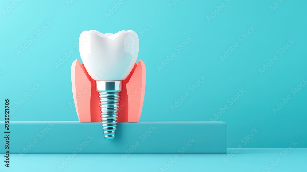Modern Minimalist Dental Implant  for Advanced Dental Care - Flat Design Illustration