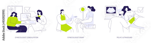Female pelvic medicine abstract concept vector illustrations.