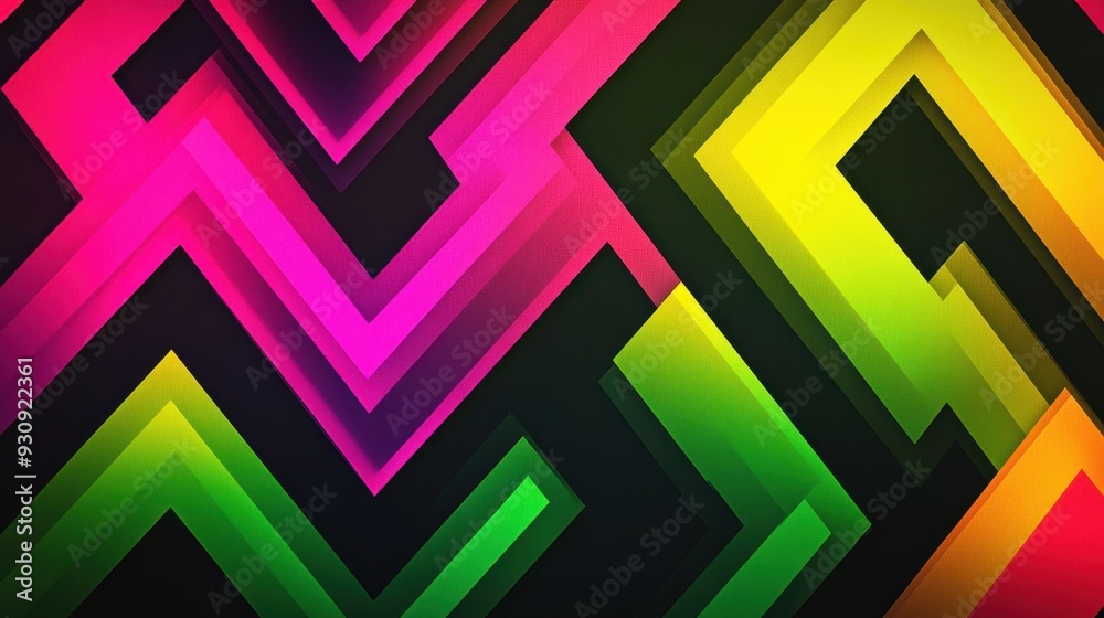 Abstract Geometric Background with Vibrant Neon Colors - Pink, Yellow, and Green Shapes on Black Background. Abstract Geometric Background with Vibrant Neon Colors - Pink, Yellow, and Green Shapes on Black Background.