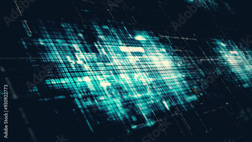 Futuristic screen display matrix, hi-tech digital data telemetry with encrypted numbers, display dynamic background for computer desktop screen display format