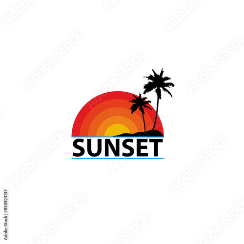 sunset vector illustration for an icon,symbol or logo. sunset logo template. beach logo