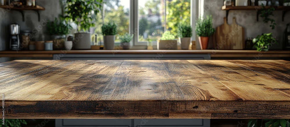 Rustic Kitchen Tabletop with Natural Light Rustic Kitchen Tabletop with Natural Light