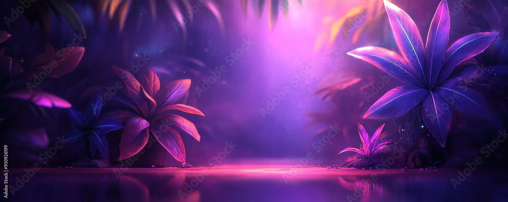 A purple background with a few plants in the foreground A purple background with a few plants in the foreground
