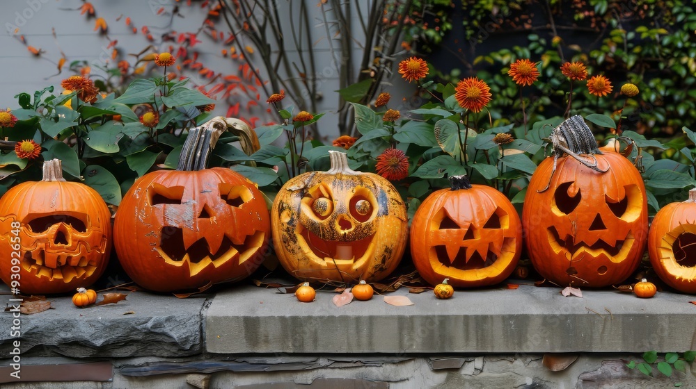 Obraz premium Pumpkin .Halloween, October, Autumn, Spooky, Scary, jack-o-lantern, carved pumpkin, hallows eve