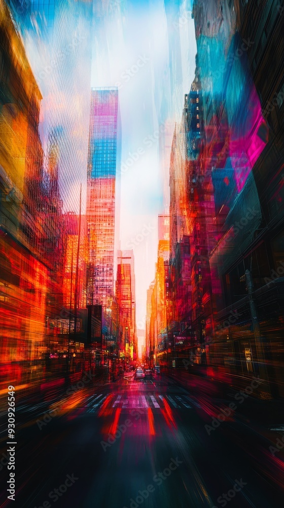 Abstract cityscape with tall buildings and Abstract cityscape with tall buildings and